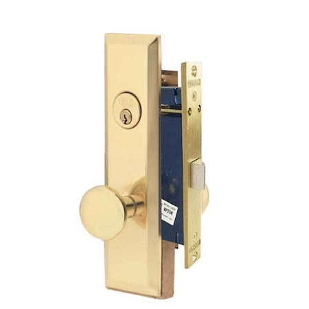 Marks: METRO MORTISE KNOB LOCKSET HD - VESTIBULE - 1-1/16 X 7-5/8 - POLISHED BRASS - RIGHT HAND